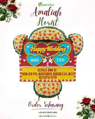 Karangan Papan Bunga Pernikahan di Setiamulya
